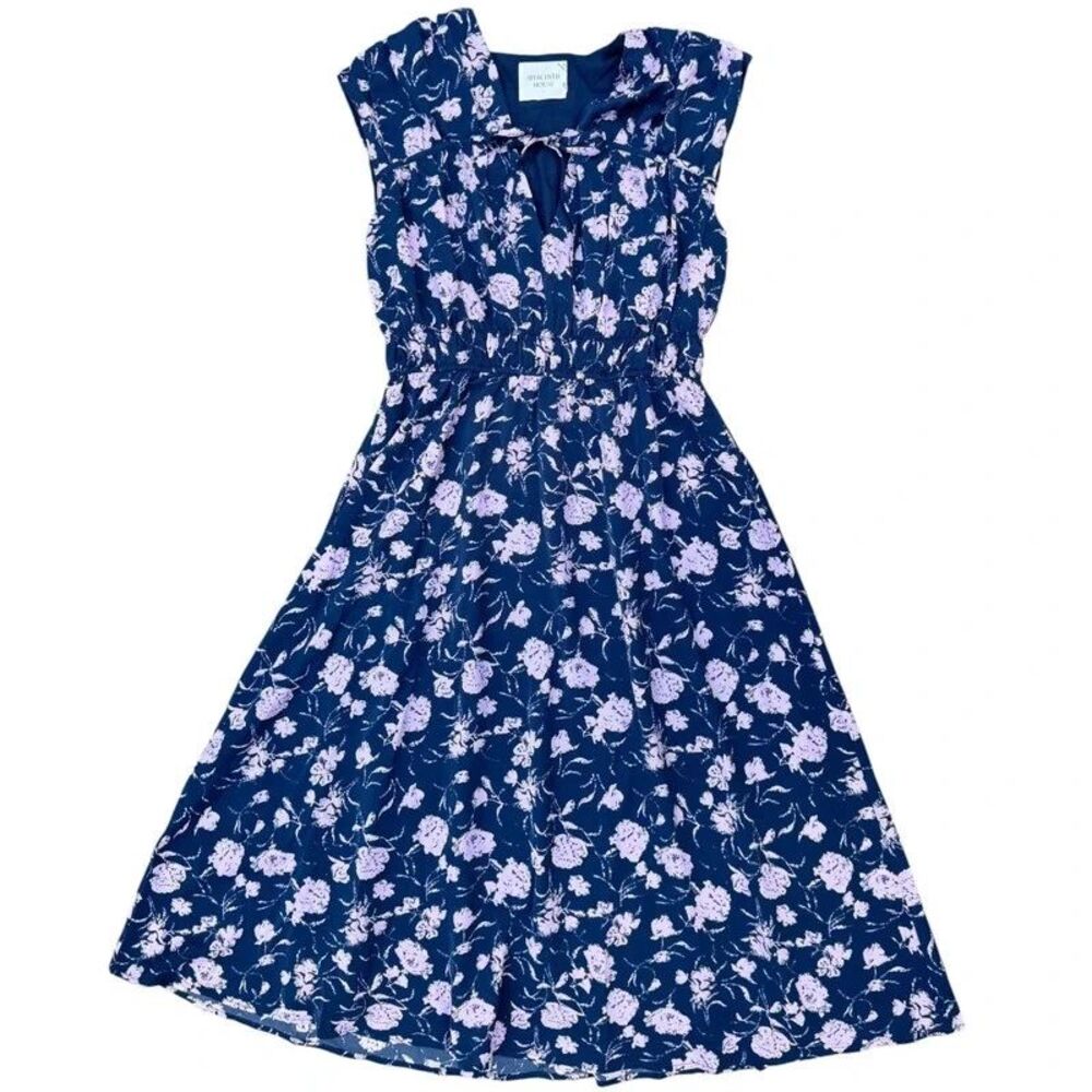 Hyacinth House Navy Floral Midi Dress Cottagecore Romantic Autumn - L